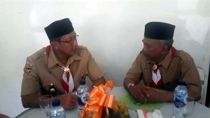 Menteri Agama RI H. Lukman Hakin Syaifudin saat beramah tamah  Ketua LP Ma'arif NU Jateng H. Agus Sofwan Hadi  